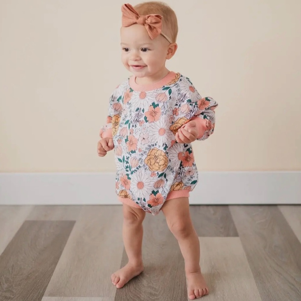 NEW Autumn Bloom Oversized Cozy Romper Onesie Bodysuit